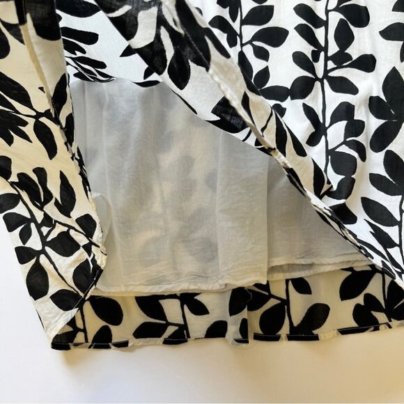 Chaudry KC Midi Dress Cream Black Floral 100% Cotton V Neck Lined Y2K 90s Sz  S - Picture 14 of 16